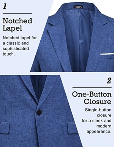 COOFANDY Men's Blazer Casual Sport Coats Slim Fit One Button Suit Jacket Lightweight Sports Jacket (Royal Blue,Small) - Image 3