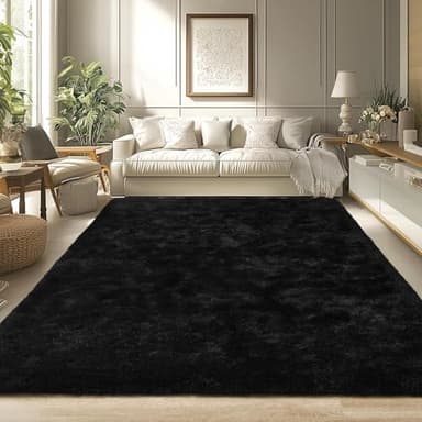 Merelax Soft Area Rug for Livingroom Bedroom, Machine Washable 4x6 Black Rugs Fluffy Shaggy Bedside Rug, Non Slip Indoor Carpet for Nursery Kids Room Home Decor Aesthetic - Image 7