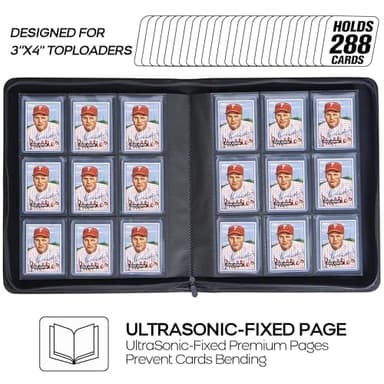D DACCKIT Toploader Binder, Holds 288 Toploaders - 9-Pocket Top Loader Binder for 3" x 4" Rigid Card Holders for Trading Cards or Sports Cards（Model B，Classic Black ） - Image 4