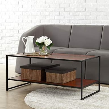 ZINUS TV Stand with Shelf, 40 Inch, Red mahogany wood grain - Image 3