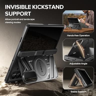 TONGATE for Galaxy Z Fold 7 Case with Privacy Screen Protector, [Compatible with MagSafe][Anti Spy] Shockproof Phone Case, Built-in Stand & Belt Clip & Hinge Cover for Samsung Z Fold 7 2025 8", Black - Image 7