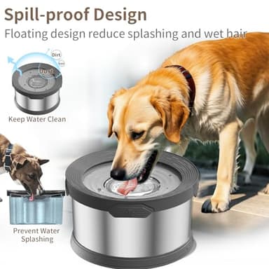 10L Dog Water Bowl No Spill 2.6 Gallon Super Large Capacity Stainless Steel No Splash Dog Bowls 338oz Slow Drinking Feeder with Non-Slip Base Pet Water Dispenser for Dogs - Image 3