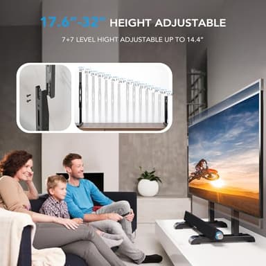 AX WABER Universal TV Stand, Table Top TV Stand Base Wobble-Free Replacement for Most 24 to 80 Inch LCD LED TVs, 7 Height Adjustable TV Legs Hold up to 150lbs, Max VESA 800x500mm, Black AX10TB02 - Image 2