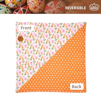 CROWNED BEAUTY Easter Dog Bandanas Reversible Large 2 Pack, Bunny Treats Set, Pink Orange Adjustable Triangle Holiday Scarves for Medium Large Extra Large Dogs Boy Girl Pets DB164-L - Image 4