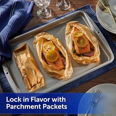 Reynolds Kitchens Unbleached Parchment Paper Roll, Non Stick Parchment Paper for Cooking and Baking, Oven Safe up to 425 Degrees, Chlorine-Free, 45 Feet x 12 Inches, 45 Total Sq. Ft. - Image 6