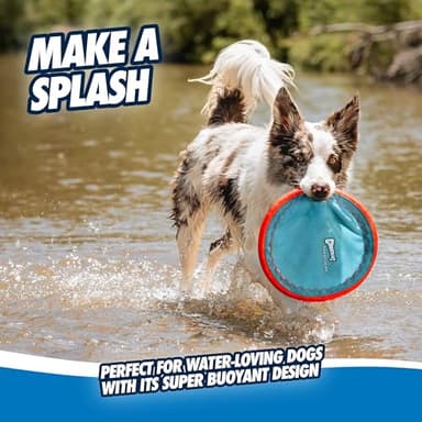 Chuckit! Paraflight Flying Disc Dog Toy - Water Floating Flyer - Durable Nylon Construction with Soft Rubber Edges - For Medium and Large Dogs - Size Large - 9.75" L x 9.75" W - Pack of 1 - Image 5