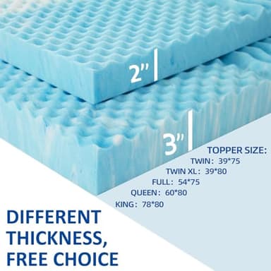 SINWEEK 2 Inch Mattress Topper 5-Zone Memory Foam Mattress Topper Pressure Relief Soft Mattress Pad, CertiPUR-US Certified, Twin Size Blue - Image 7