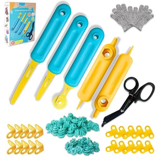 Kizzikids Cardboard Tools for Kids with Cutter &Tool Box, 149 PCS Cardboard Construction Kit for Family & Team Activities, Creative STEM Educational Toys Gift for Boys and Girls Aged 5+ - Image 1