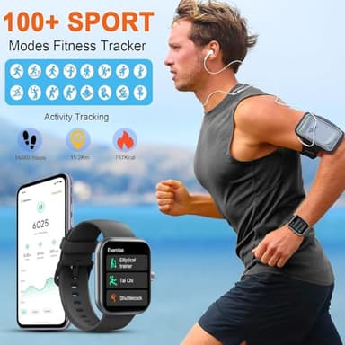 Smart Watch for Men Women(Answer/Make Calls), 1.96" HD Smartwatch, Fitness Tracker with 110+ Sport Modes, IP68 Waterproof, Heart Rate/Sleep/Step Monitor, Pedometer, Activity Tracker for Android iOS - Image 5