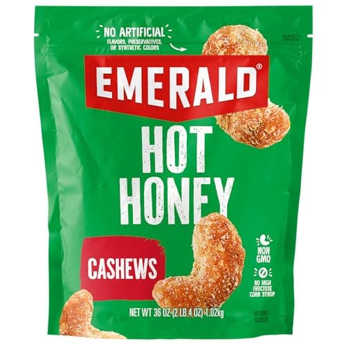 Emerald Hot Honey Cashews (1-Pack) | 36oz Resealable Bulk Bag | Kosher Dairy Certified, Non-GMO | No Artificial Flavors, Preservatives, or Synthetic Colors - Image 1