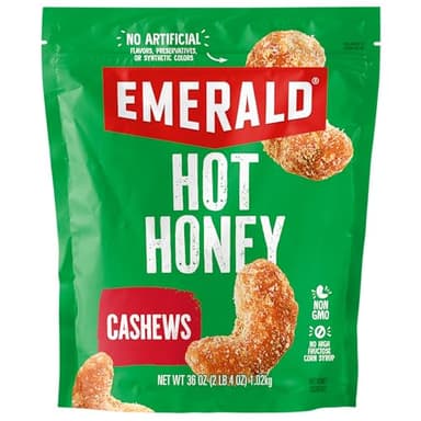 Emerald Hot Honey Cashews (1-Pack) | 36oz Resealable Bulk Bag | Kosher Dairy Certified, Non-GMO | No Artificial Flavors, Preservatives, or Synthetic Colors - Image 1