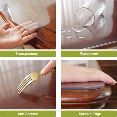 OstepDecor Clear Table Cover Protector 42 x 96 Inch, 2mm Thick Plastic Table Cover, Table Protector for Dining Room Table, Waterproof & Wipe Clean Table Mat Pad for Kitchen Wood Table - Image 3