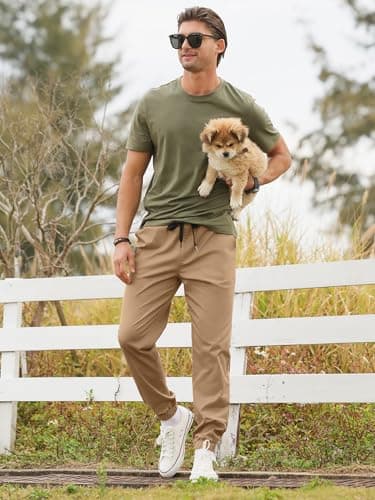 PLEPAN Mens Casual Cargo Joggers - Cotton Drawstring Chino Pants Hiking Outdoor Twill Track Jogging Sweatpants - Image 5