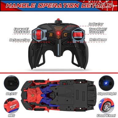 BLUEJAY Transform Rc Cars for Boys 4-7 8-12, 2.4Ghz Remote Control Car 1:18 Scale Transforming Robot, One-Button Deformation 360° Rotation Car Toy Gifts for Boys 3-5 - Image 5