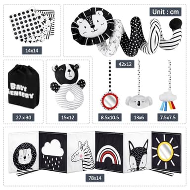 Joyreal High Contrast Baby Toys for Newborn, Black and White Baby Sensory Toys with Car Seat Toys,Infant Toys with Black White Cards Book, Montessori Toys for Baby Gifts - Image 7