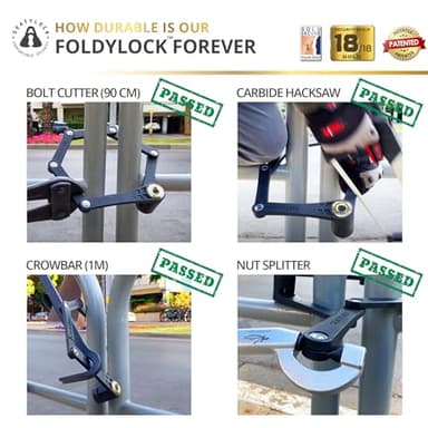 FoldyLock Forever Folding Bike Lock - Patented Sleek High Security Sold Secure Gold Bicycle Lock - Heavy Duty Anti Theft Smart Guard with Keys - 90cm - Image 5