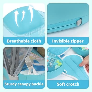 Mambobaby Float with Canopy & Portable Backpack Skin-friendly Baby Swim Float with Tail Waterproof Non-Inflatable Mambo Float Smart Swim Trainer Soft Solid Infant Pool Float 3-24 months Baby Swim Ring - Image 7