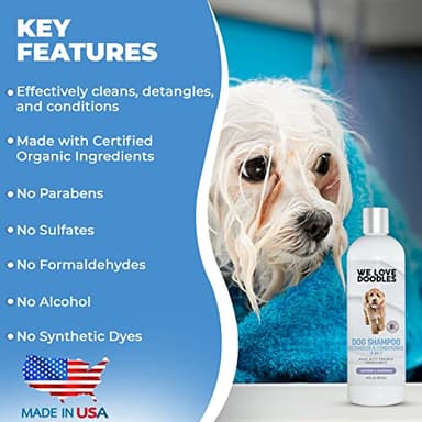 USDA Organic Dog Shampoo, Conditioner & Detangler - Best Shampoo for Goldendoodles, Poodles & Doodles - for Matted Pet Hair - Sensitive Skin Shampoo for Puppies - Made in The USA, 16OZ (Lavender) - Image 2