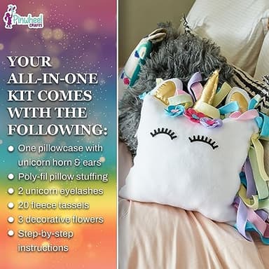 Pinwheel Crafts Unicorn Pillow Kit - DIY Arts and Crafts for Kids Ages 6 7 8-12+ Years, No Sewing Kit for Kids, Unicorn Pink Pillow Craft Kits for Birthday, Christmas Gifts for Girls - Image 5