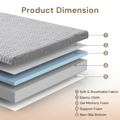 Foldable Mattress, 4 Inch Memory Foam Guest Floor Mat, Tri Folding Portable Mattress for Toddlers and Adults, Washable Cover, Non-Slip Design, Queen Grey (Size: 60" L x 80" W x 4" Th) - Image 4