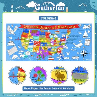 Gatherfun USA Coloring Activity - Large 31.5x 72 Educational Poster - Ideal for School Events & Birthday Parties, Multi-Use as Classroom Wall Décor or Table Cover - Image 3