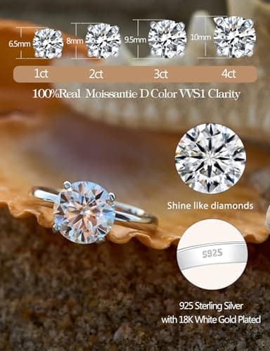 IMOLOVE Moissanite Solitaire Engagement Ring for Women, Women's Engagement Rings Moissanite Promise Rings 1CT D Color VVS1 Clarity Wedding band 925 Sterling Silver with 18K Gold Plated-5.5 - Image 2