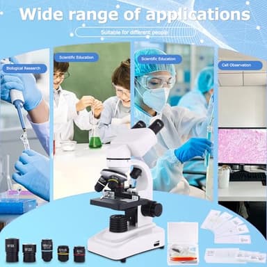 Microscope for Adults & Kids,40-2500X Binocular Microscope for Students, School Lab & Home Schooling,Equiped with Mechanical Stages,Slides Set & Phone Holder - Image 8
