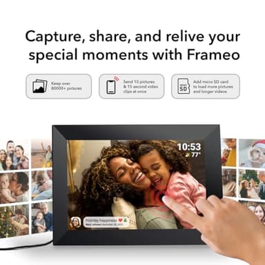 Frameo 10.1 Inch WiFi Digital Picture Frame with 1280 * 800P IPS Touch Screen HD Disply,Video Clips and Slide Show,Auto-Rotate, Wall Mountable,Send Photos Instantly from Anywhere with via Frameo APP - Image 4