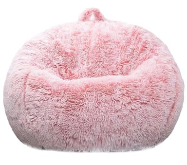 Fluffy Stuffed Animal Storage Bean Bag Chair Cover (No Filler), Faux Fur Comfy Bean Bag Cover for Organizing Plush Toys or Textile, for Adults Teens Kids Girls,Dusty Pink - Image 2