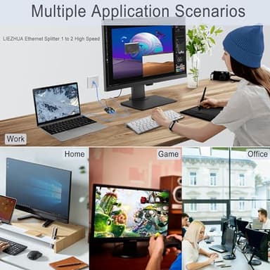 LIEZHUA Gigabit Ethernet Splitter 1 to 2 - Network Splitter with USB Power Cable, RJ45 Internet Adapter 1000Mbps High Speed for Cat 5/5e/6/7/8 Cable [2 Devices Networked Simultaneously] - Image 5