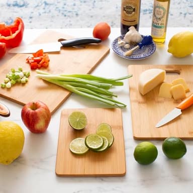 Totally Bamboo 3-Piece Bamboo Cutting Board Set – Reversible Kitchen Boards for Chopping, Cheese & Serving | Durable, Eco-Friendly Wood Cutting Boards - Image 6