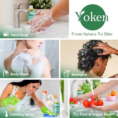 Yoken Pure Castile Liquid Soap Organic (EWG Verified, Unscented, 8 OZ), Made with Organic Oils, No Added Fragrance, Vegan, Castile Soap Liquid for Face, Laundry, Dishes, Sensitive Skin, Travel Soap - Image 3
