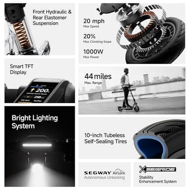 Segway Ninebot F3 Electric Scooter, 20 MPH w/ 44-Mile Range, 10" Tubeless Tires, Front Hydraulic & Rear Elastomer Suspension, UL2271/2272 Certified - Image 2