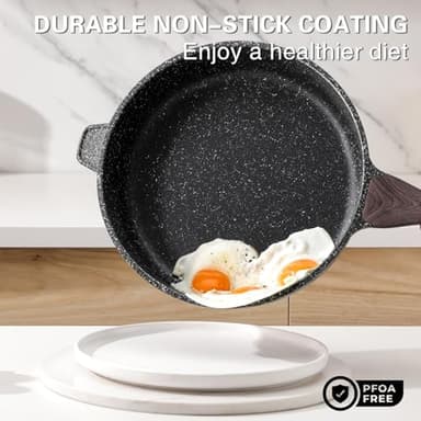 Kordisen Nonstick Deep Frying Pan with Lid, 10 Inch Non Stick Skillet, Saute Pan for Cooking, Healthy Induction Cookware, PFOA Free - Image 3