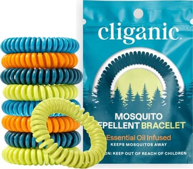 Cliganic 25 Pack Mosquito Repellent Bracelets for Adults & Kids - Natural DEET-Free Bands, Individually Wrapped - Image 1
