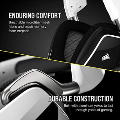 CORSAIR VOID RGB ELITE Wireless Gaming Headset – 7.1 Surround Sound – Omni-Directional Microphone – Microfiber Mesh Earpads – Up to 40ft Range – iCUE Compatible – PC, Mac, PS5, PS4 – White - Image 4