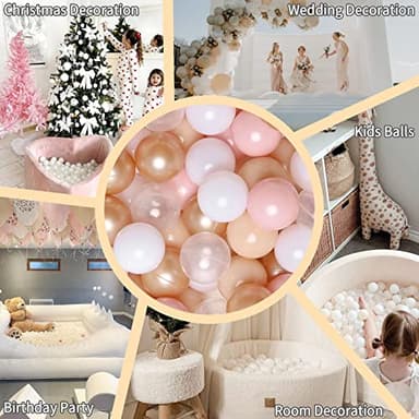GOGOSO Ball Pits Balls Toddlers 50 100 200 500 Plastics Shape Ball Non-Phthalate Non-BPA Non-Toxic 2.2-Inch Crush Proof Play Balls, Beige+Pink+Pearl Brown+White+Clear, 100 Balls - Image 5