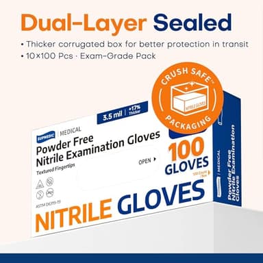 Supmedic Nitrile Exam Glove, 3.5 mil Disposable Medical Gloves Powder-Free Latex-Free Food Safe Cleaning Cooking,1000 pcs Blue (Large) - Image 5