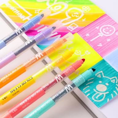 HANKU Erasable Highlighters, Dual Tip 10 Pack Highlighters Assorted Colors Erasable, Smooth Writing Book Journaling No Bleeding Highlighter Pens for Bible Journal Planner - Image 4