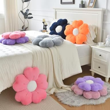 Ddliury Flower Pillow, Flower Shaped Pillow Decorative Throw Pillows for Bed Couch, Cute Daisy Pillow Dorm Decor Floor Seating Cushion (Hot Pink, 19.6 Inches) - Image 6