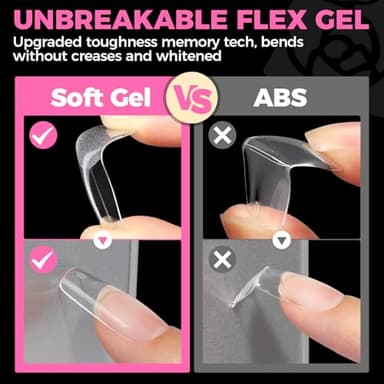 UNA GELLA Long Coffin Nail Tips, 504pcs Pre-Shape Fake Nails Half Matte Full Cover Acrylic Gel Nail Tips Clear Long Coffin Press On Nails Home DIY Extension 12 Sizes Gelly Tips - Image 6