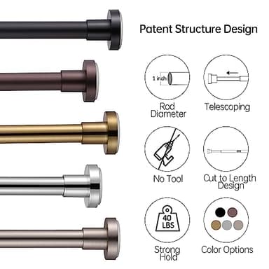 BRIOFOX Shower Curtain Rod Adjustable 32-61 Inch, Spring Tension Shower Rod No Drilling Non Slip, Chrome - Image 4