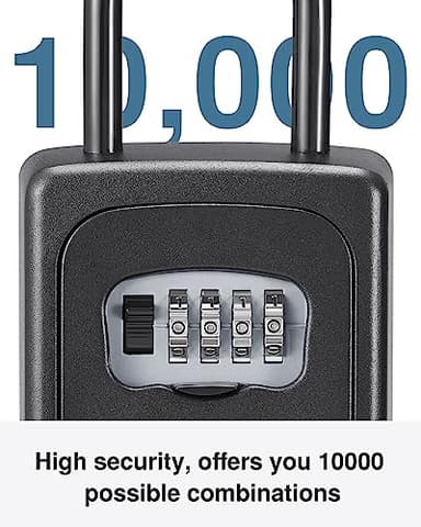 Puroma Lock Box, Large Key Lock Box Resettable Combination Lockbox, Portable Wall Mount Lockbox Security Safe Box for Outside Outdoor Home Office Door Handle House Key, Pure Black (1 Pack) - Image 4
