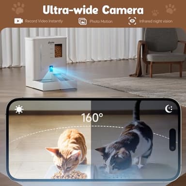 Automatic Cat Feeder with Camera,5G/2.4G WiFi Pet Feeder,2K HD Video and Night Vision,Easy APP Operation,Low Food and Food Clogging APP Tips,Water and Grain Large Capacity Feeder - Image 3