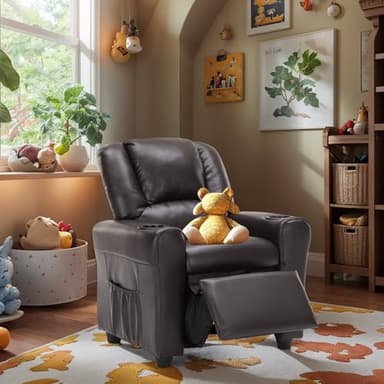 JC HOME Candy Kids Reclining Chair Leather Recliner Sofa Push Back Toddler Youth Children Child Ages 1-6 - Image 4
