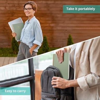 Taja Meeting Notebook for Work Organization - Work notebook with action items, Meeting Minutes Planner Notebook, Perfect Office Supplies for Men & Women - Green - Image 7