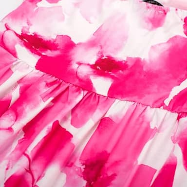 Women's 2024 Summer Bohemian Floral Printed Strapless Beach Party Long Maxi Dress Pink Flower - Image 5