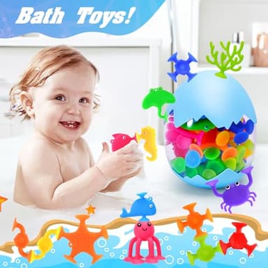 HYSZXUS Bath Toys - 27 PCS Suction Cup Toys Bathtub Toy Shower Toy for Kids Ages 4-8,Sensory Toys for 3 4 5 6 7 Year Old Boys Girls,Mold Free Bath Toy Travel Toy - Image 2