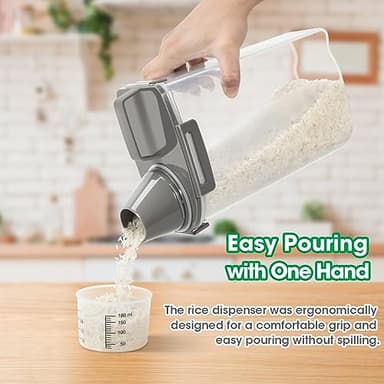 TBMax Rice Storage Container 3 to 5 Lbs - Small Cereal Oatmeal Flour Container with Easy Pouring Spout & Cup, Portable Pet Dog Cat Food Dispenser for Small Spaces, Travel, or Daily Use - Image 5