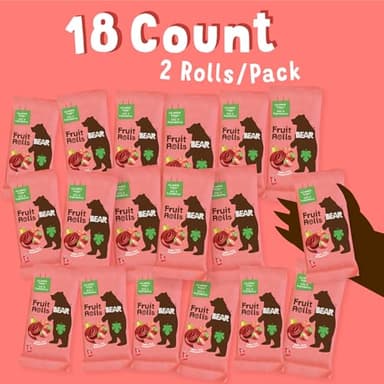 BEAR Real Fruit Snack Rolls - Gluten Free, Vegan, and Non-GMO - Strawberry – 36 Rolls, Healthy School And Lunch Snacks For Kids And Adults, 0.7 Ounce (Pack of 18) - Image 5